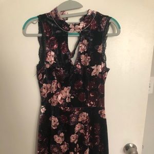 Velvet floral cocktail dress